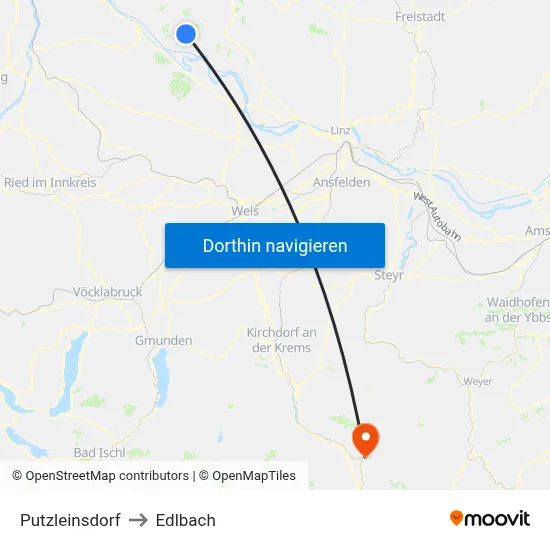 Putzleinsdorf to Edlbach map