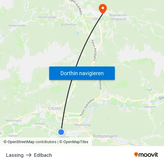 Lassing to Edlbach map