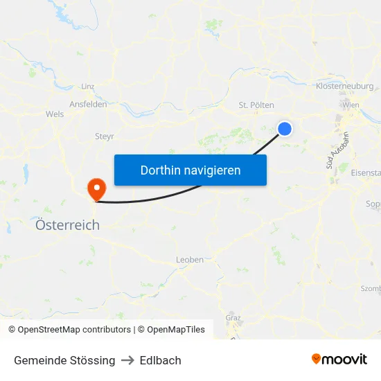 Gemeinde Stössing to Edlbach map