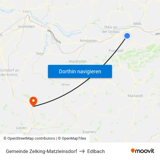 Gemeinde Zelking-Matzleinsdorf to Edlbach map