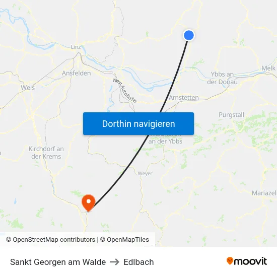 Sankt Georgen am Walde to Edlbach map
