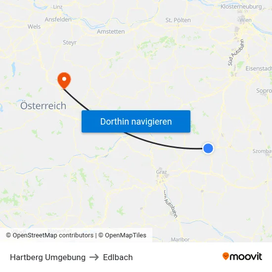 Hartberg Umgebung to Edlbach map