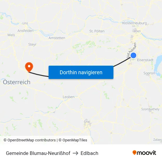 Gemeinde Blumau-Neurißhof to Edlbach map