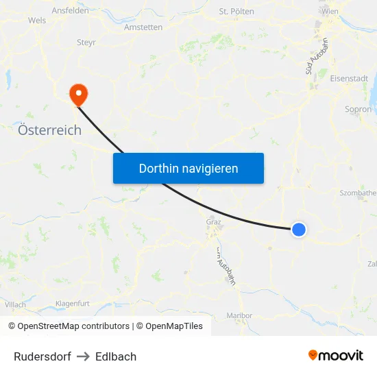 Rudersdorf to Edlbach map