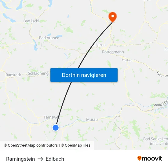 Ramingstein to Edlbach map