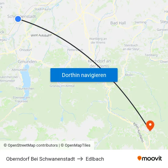 Oberndorf Bei Schwanenstadt to Edlbach map