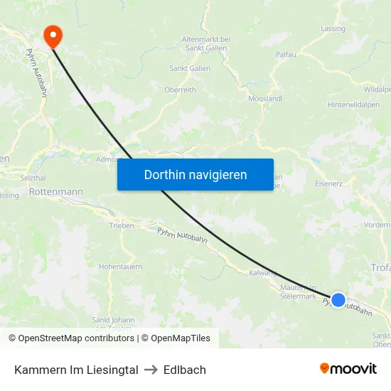 Kammern Im Liesingtal to Edlbach map