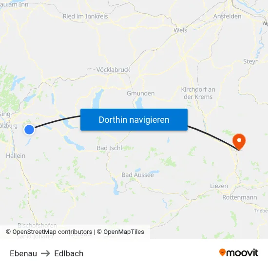 Ebenau to Edlbach map