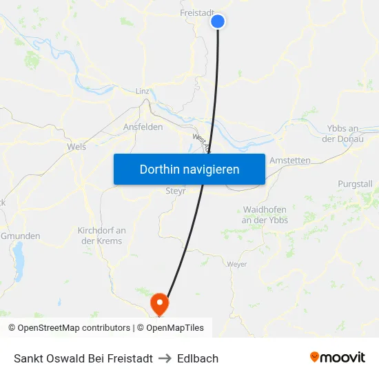 Sankt Oswald Bei Freistadt to Edlbach map