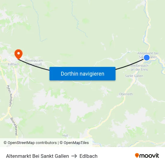 Altenmarkt Bei Sankt Gallen to Edlbach map