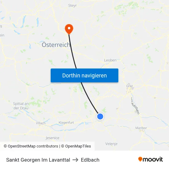 Sankt Georgen Im Lavanttal to Edlbach map