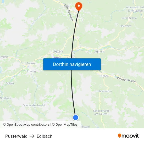 Pusterwald to Edlbach map