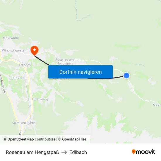 Rosenau am Hengstpaß to Edlbach map