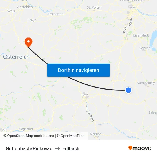Güttenbach/Pinkovac to Edlbach map