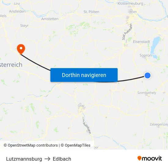 Lutzmannsburg to Edlbach map