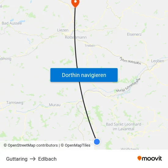 Guttaring to Edlbach map