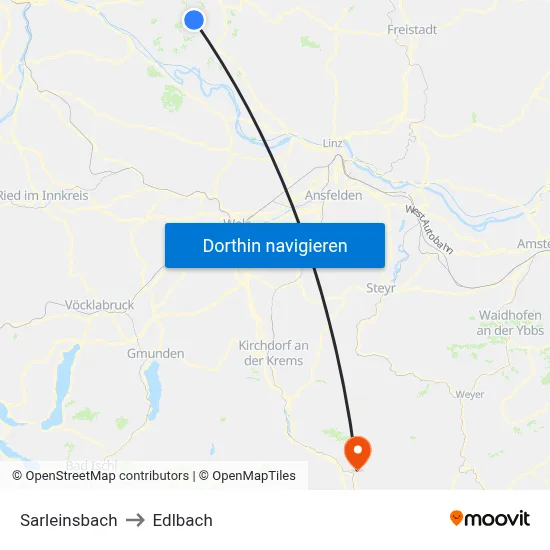 Sarleinsbach to Edlbach map