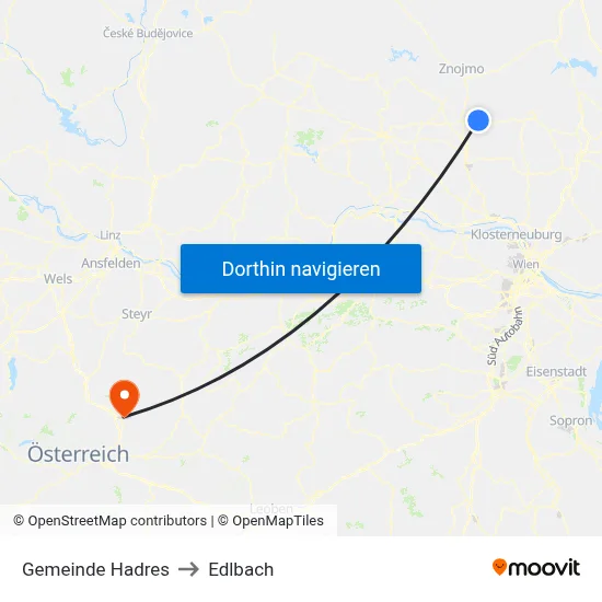 Gemeinde Hadres to Edlbach map