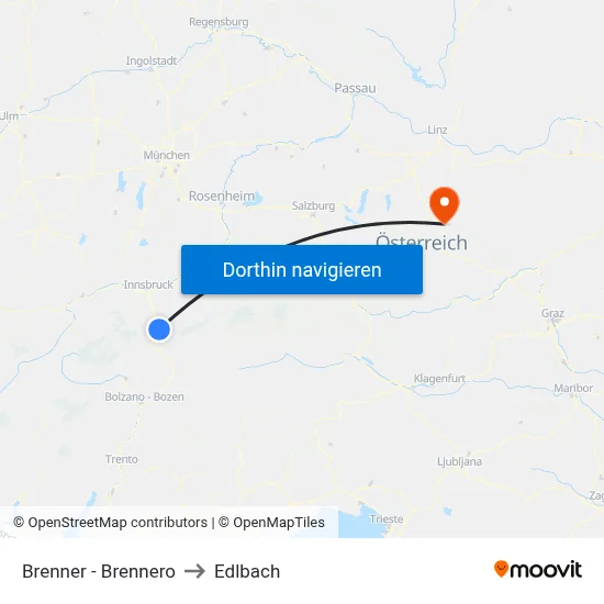 Brenner - Brennero to Edlbach map