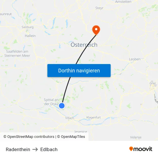 Radenthein to Edlbach map