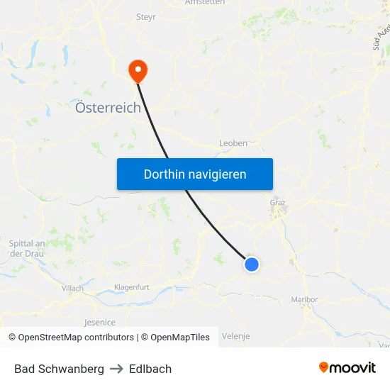 Bad Schwanberg to Edlbach map