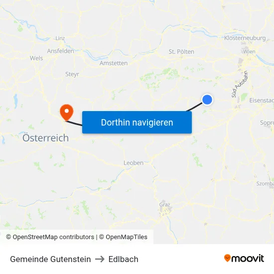 Gemeinde Gutenstein to Edlbach map