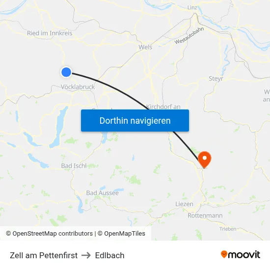 Zell am Pettenfirst to Edlbach map