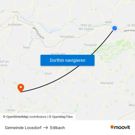 Gemeinde Loosdorf to Edlbach map