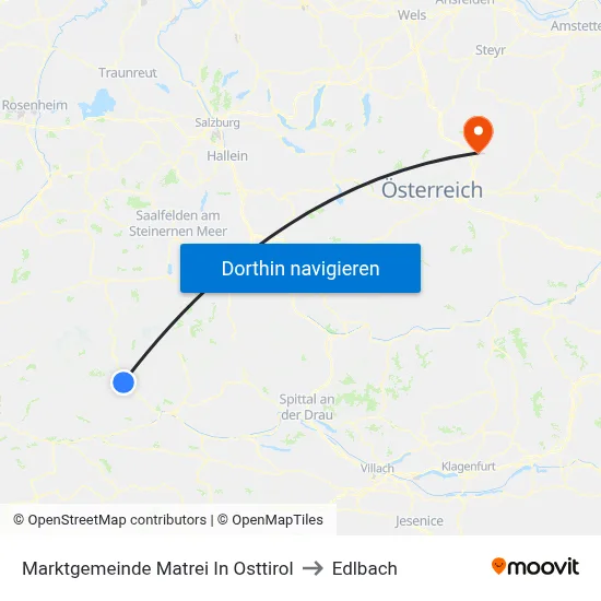 Marktgemeinde Matrei In Osttirol to Edlbach map
