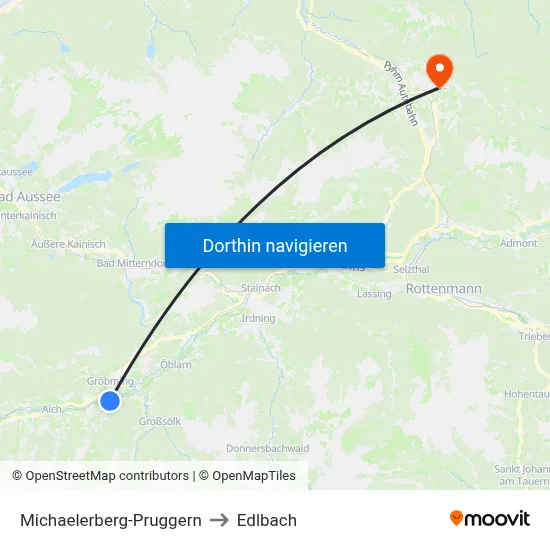 Michaelerberg-Pruggern to Edlbach map
