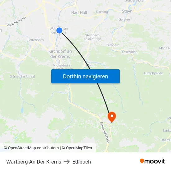 Wartberg An Der Krems to Edlbach map