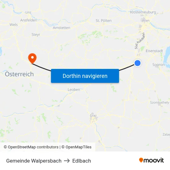 Gemeinde Walpersbach to Edlbach map