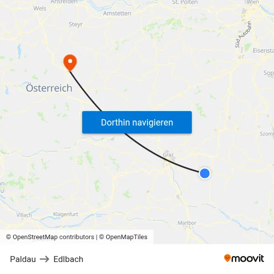 Paldau to Edlbach map