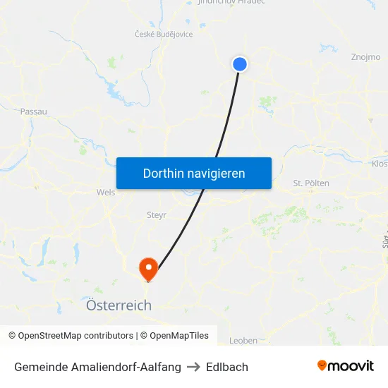Gemeinde Amaliendorf-Aalfang to Edlbach map