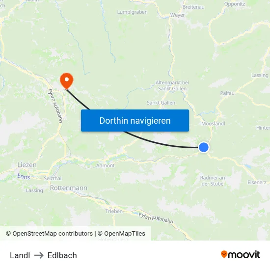 Landl to Edlbach map