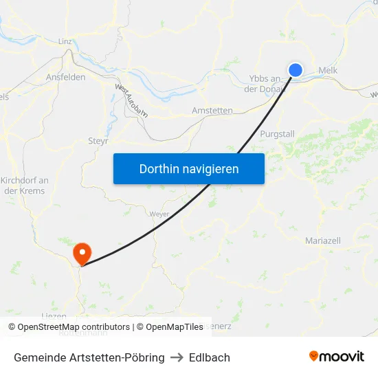 Gemeinde Artstetten-Pöbring to Edlbach map