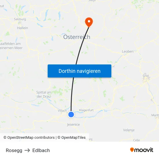 Rosegg to Edlbach map