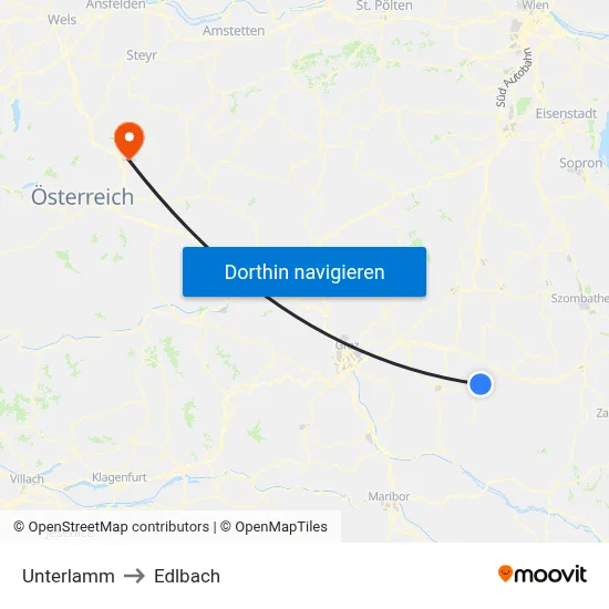 Unterlamm to Edlbach map