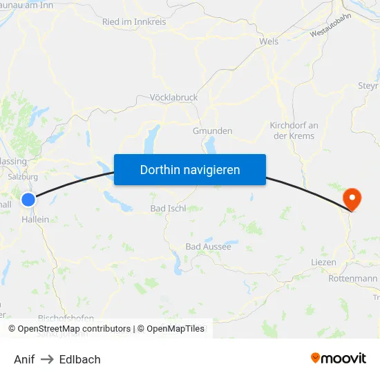 Anif to Edlbach map
