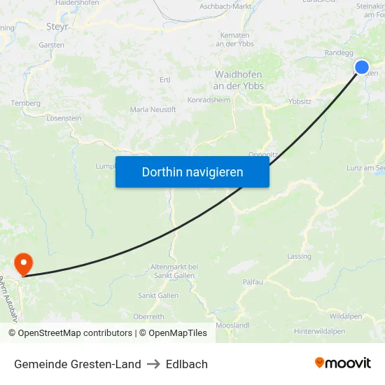 Gemeinde Gresten-Land to Edlbach map