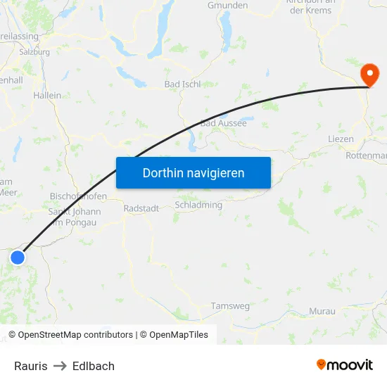 Rauris to Edlbach map