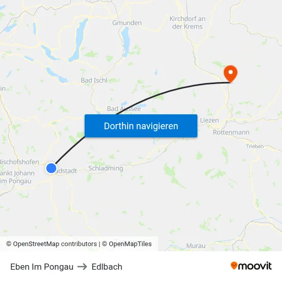 Eben Im Pongau to Edlbach map