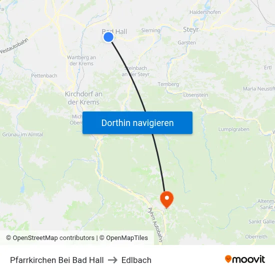 Pfarrkirchen Bei Bad Hall to Edlbach map