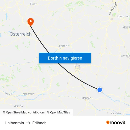 Halbenrain to Edlbach map