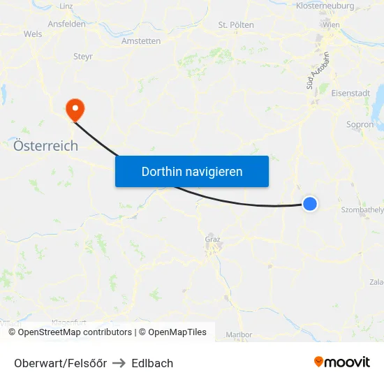 Oberwart/Felsőőr to Edlbach map