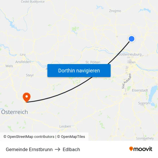 Gemeinde Ernstbrunn to Edlbach map