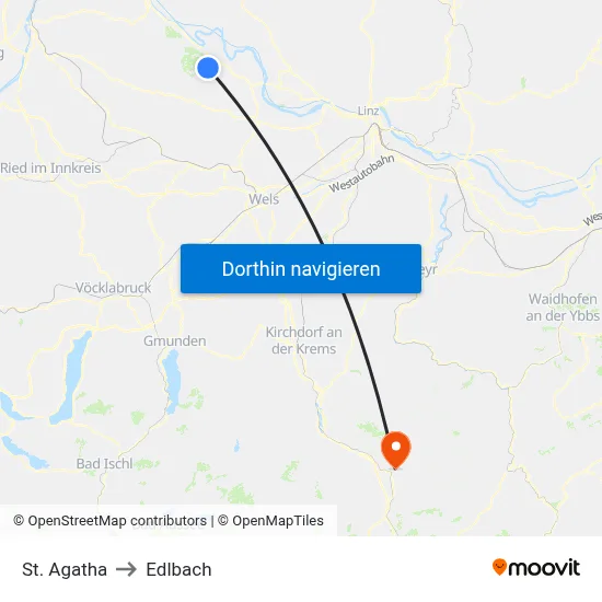 St. Agatha to Edlbach map