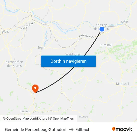 Gemeinde Persenbeug-Gottsdorf to Edlbach map