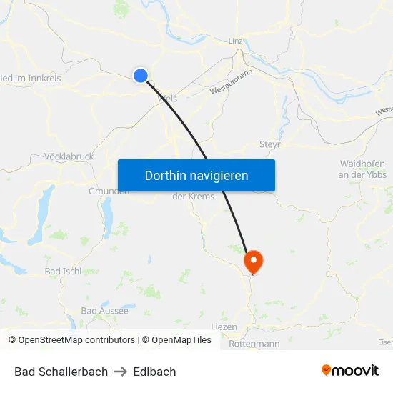 Bad Schallerbach to Edlbach map