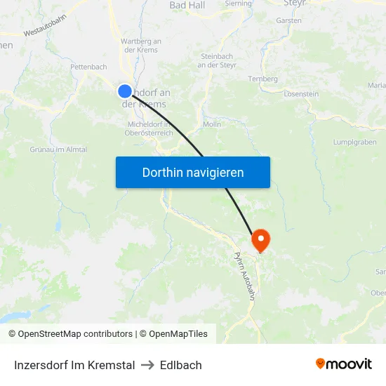 Inzersdorf Im Kremstal to Edlbach map